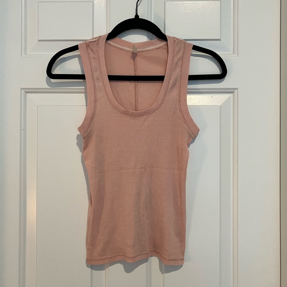 Free People Blush Pink Ribbed Tank Top